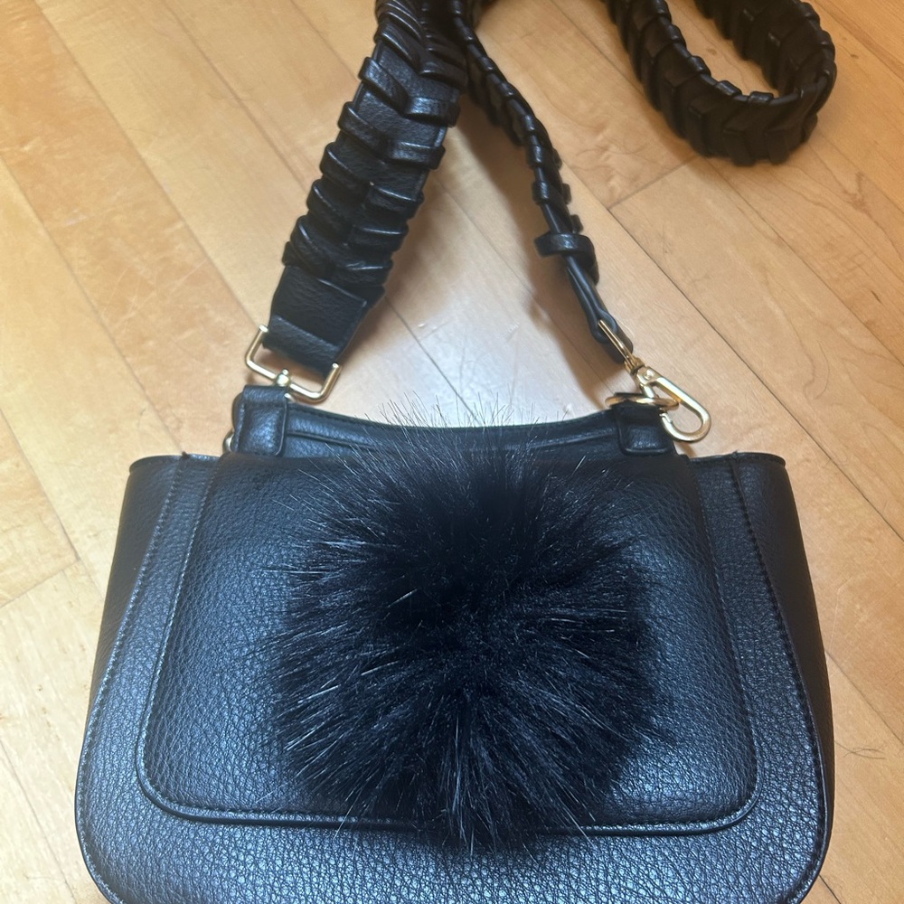 Jules Kae for Anthropologie Black Vegan Leather Cross body Bag